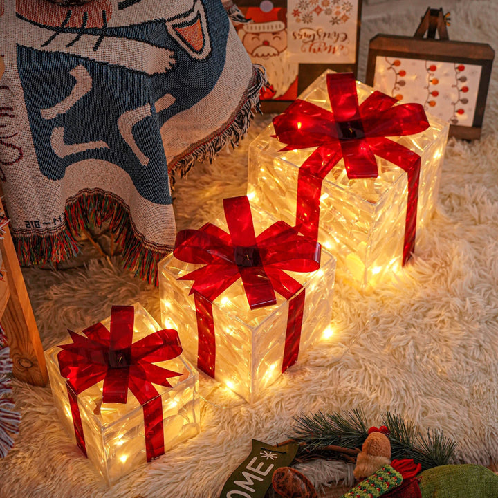 BowLift | Set of 3 Decorative Gift Boxes for Christmas