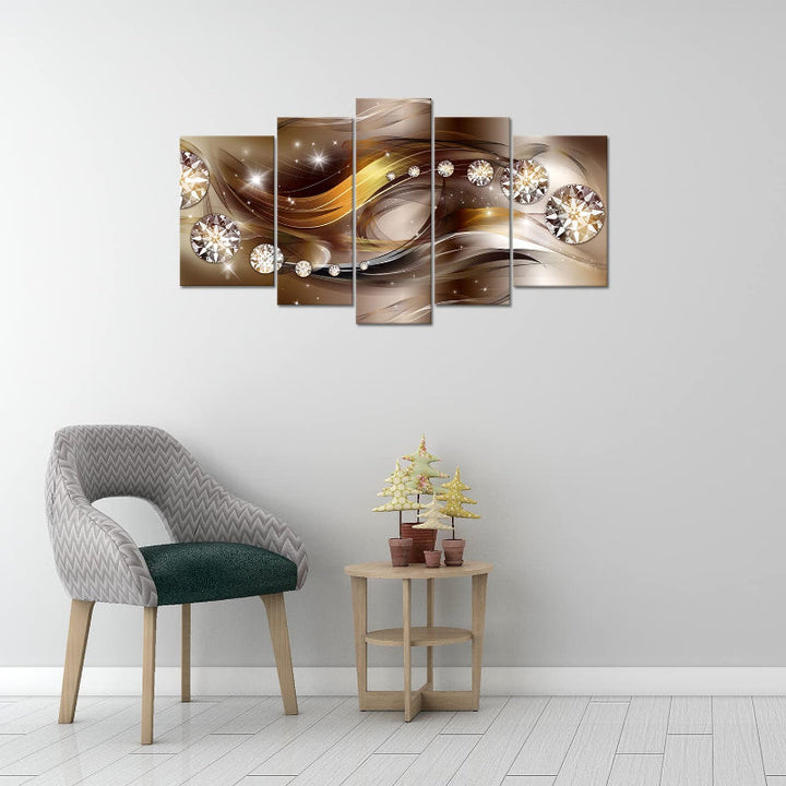 Set Of 5 Brown Diamonds Canvas Wall Art Painting | Bowlift