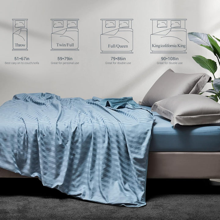 Cooling Fabric Q-max>0.5  Double-Sided Summer Blanket of Color Blue | Bowlift