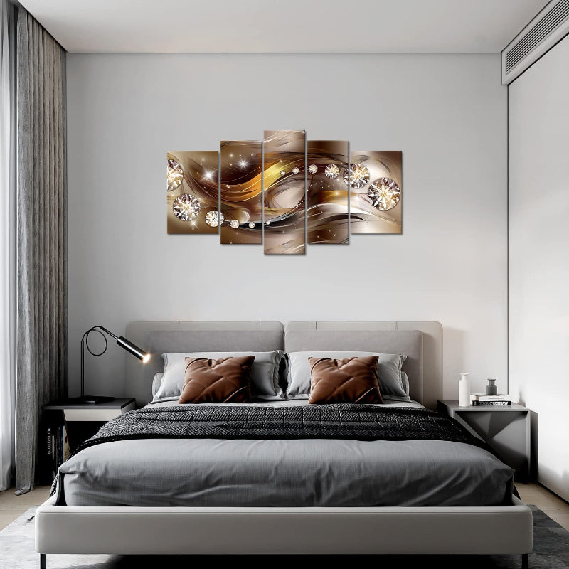 Set Of 5 Brown Diamonds Canvas Wall Art Painting | Bowlift