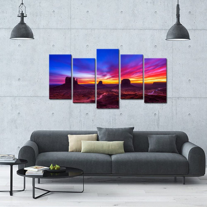 Set Of 5 Sunrise Monument Valley Wall Art Painting | Bowlift
