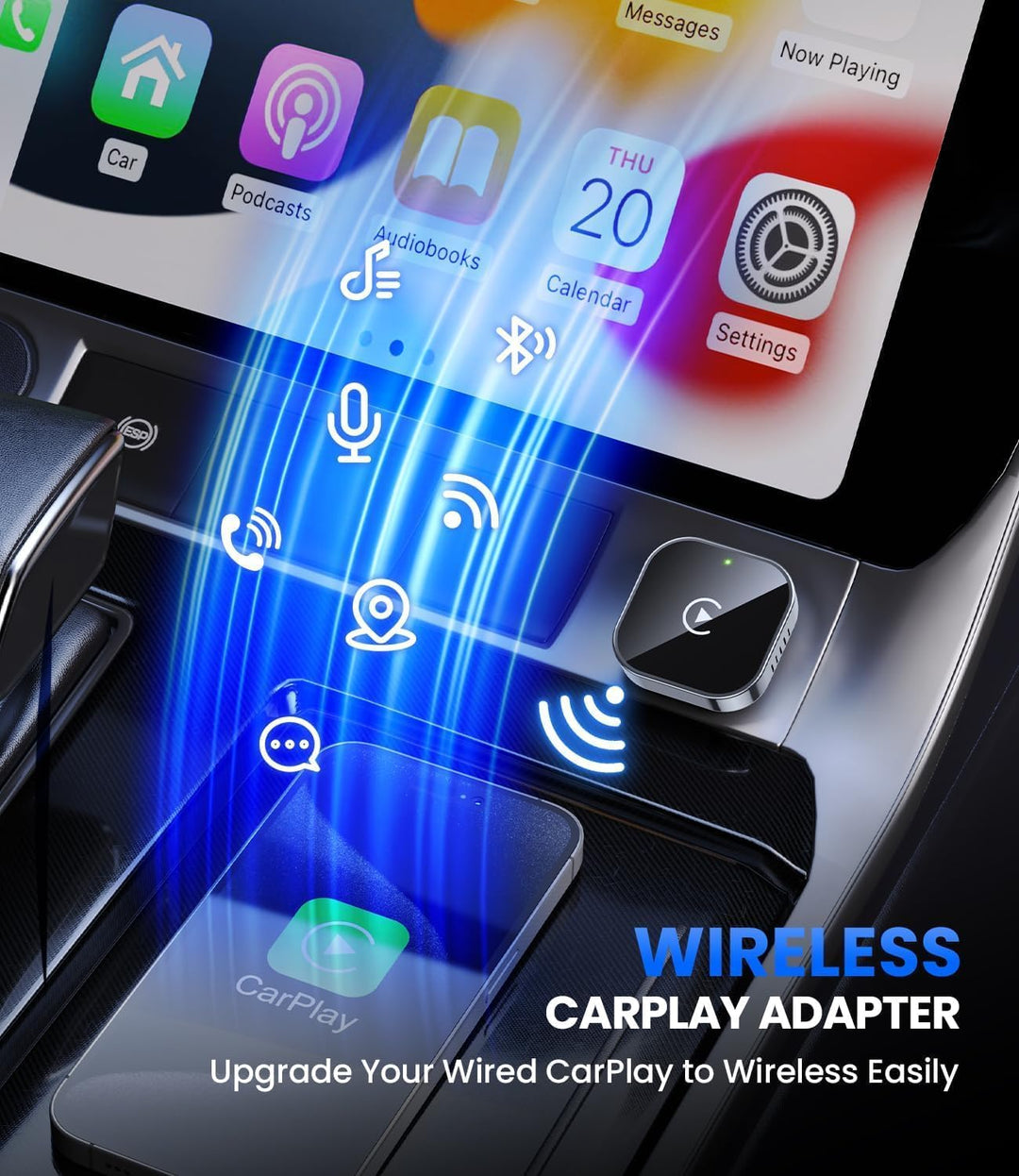 BowLift | Mini Wireless CarPlay Adapter with Dual-Band Connection and Compact Design – Novaro