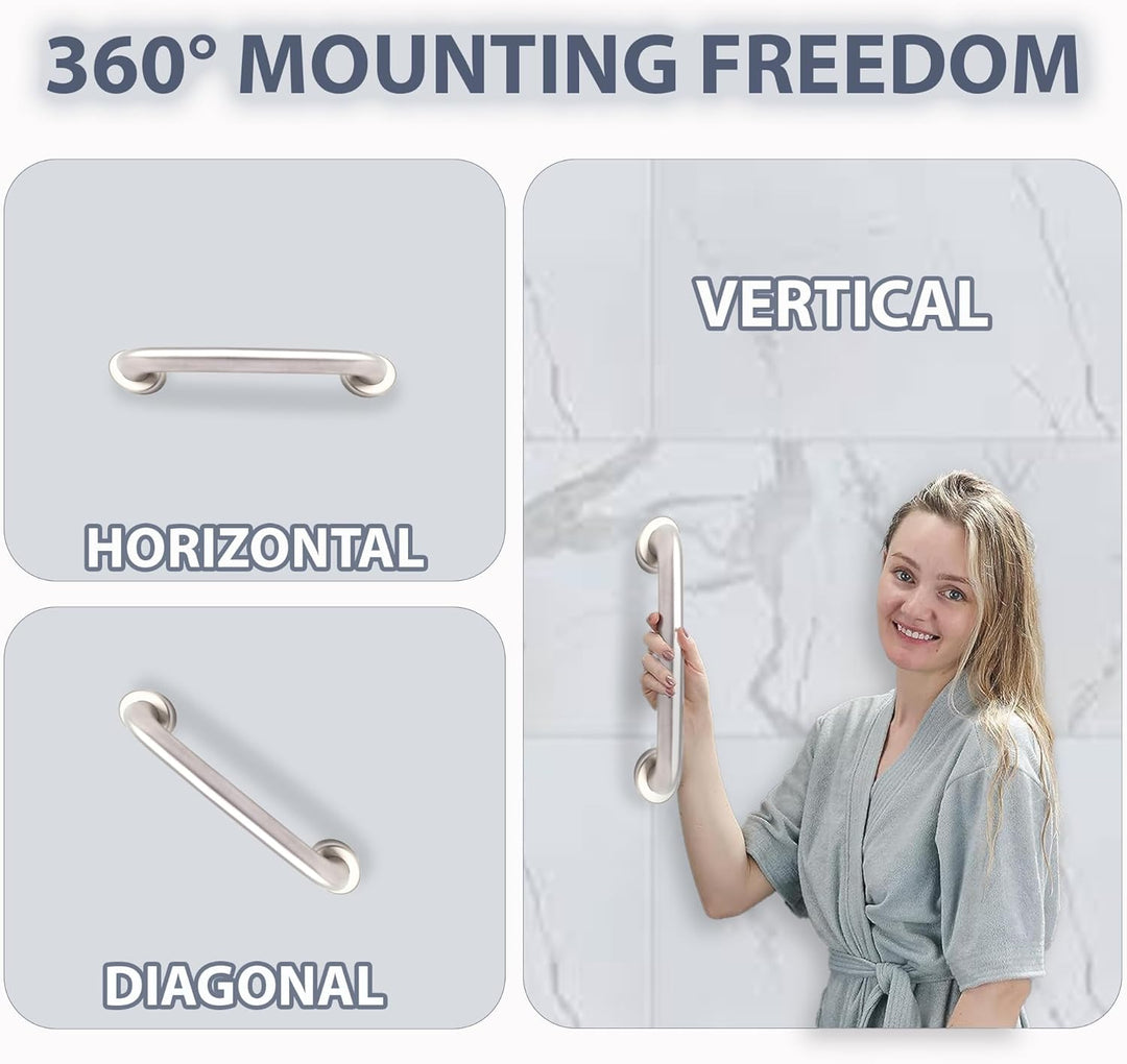 BowLift | Stainless Steel 20cm Bathroom Shower Grip Bar & Towel Holder