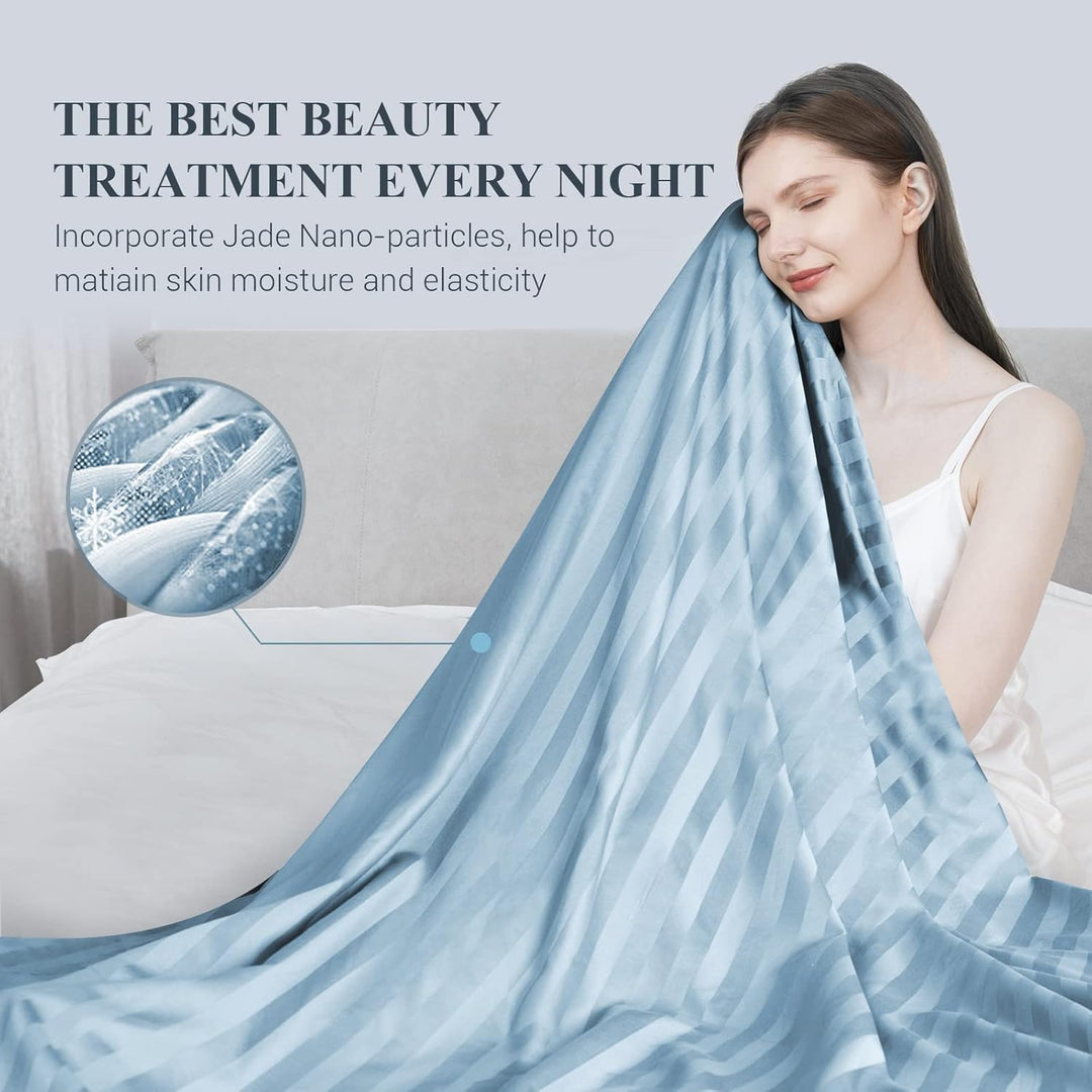Cooling Fabric Q-max>0.5  Double-Sided Summer Blanket of Color Blue | Bowlift