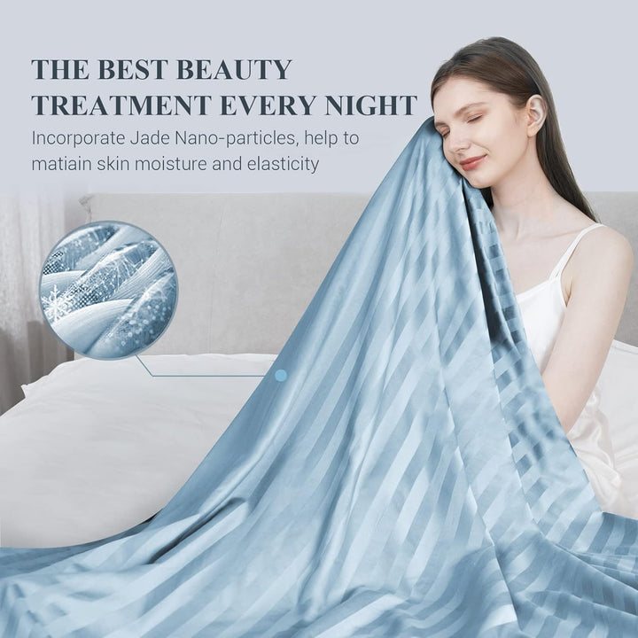Cooling Fabric Q-max>0.5  Double-Sided Summer Blanket of Color Blue | Bowlift