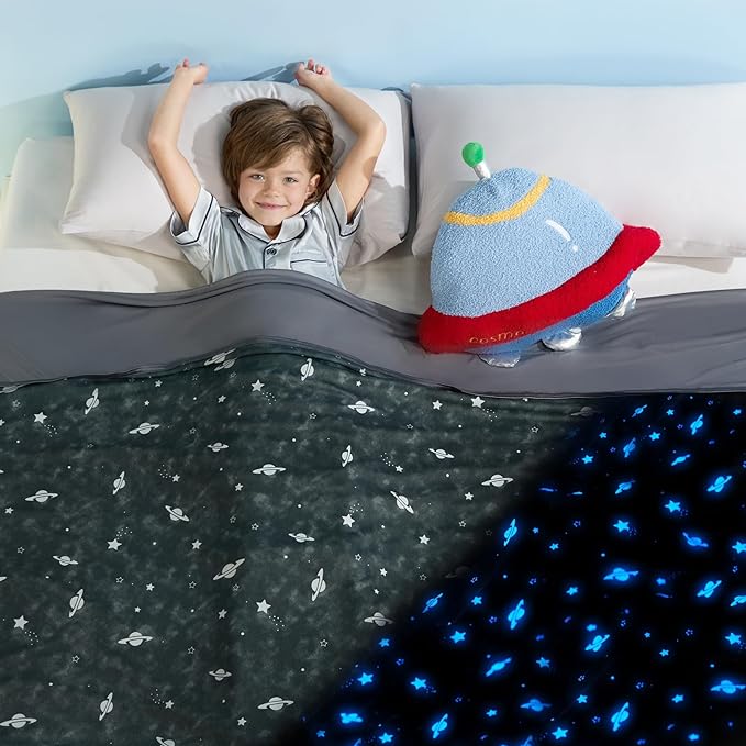 Glow-in-the-Dark Cooling Blanket For Kids– Q-Max > 0.5, Double-Sided Color Black | Bowlift