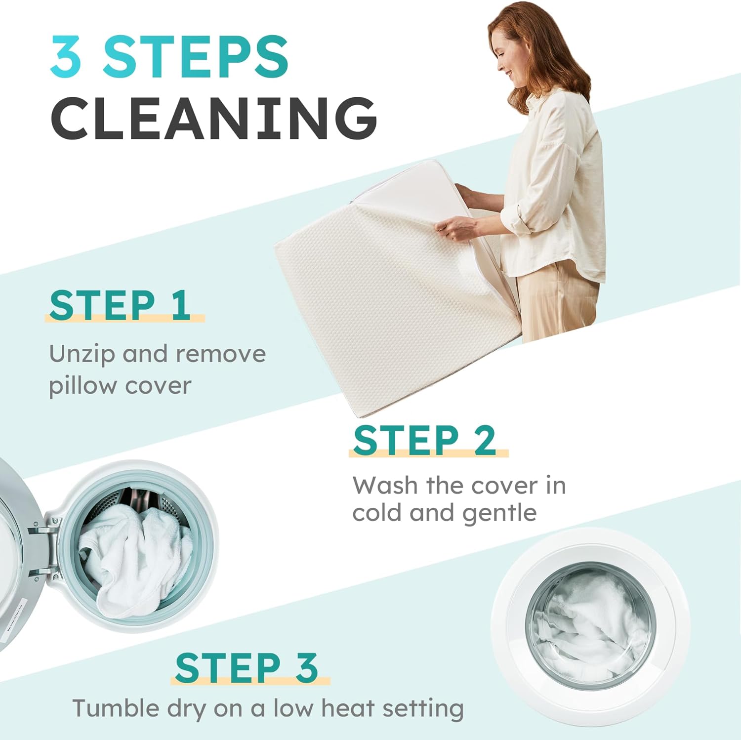 BowLift | Deluxe Inclined Wedge Support Pillow | Cooling Gel Memory Foam, Removable Cover & Ideal for Back Pain Relief and Acid Reflux