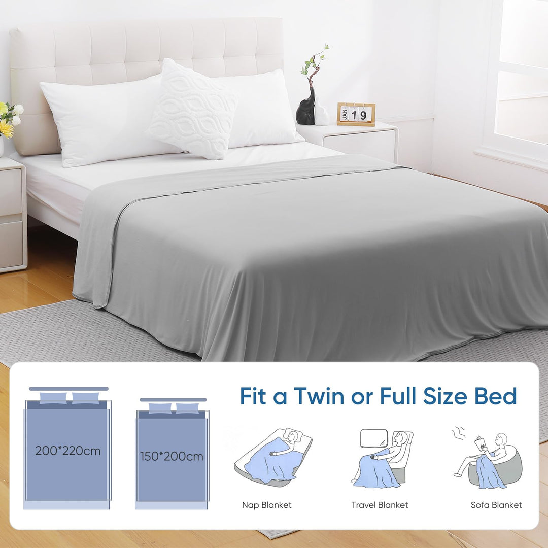 Cooling Blanket –   Q-Max>0.5, Lightweight Bamboo Fiber, Breathable & Soft, All-Season Cool Comfort | Bowlift