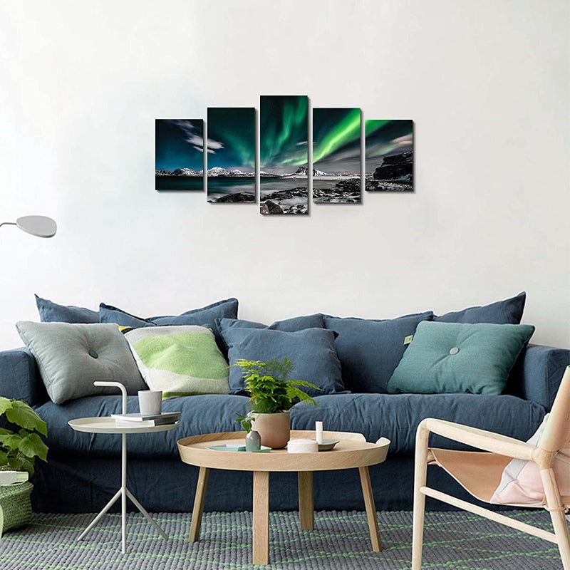 5 Piece Aurora Landscape Canvas Wall Art Painting | Bowlift