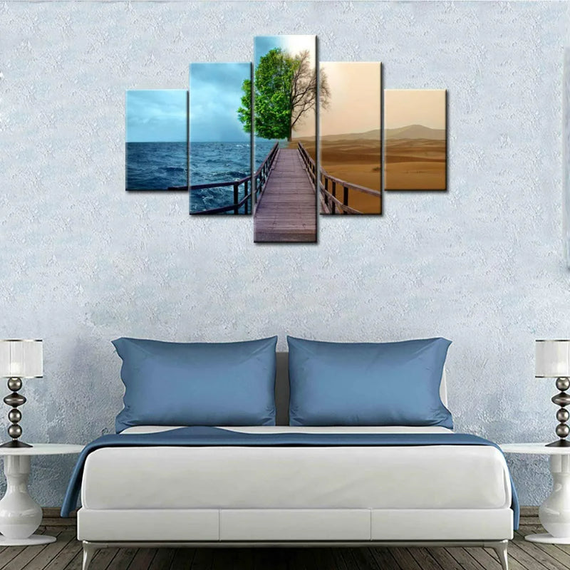 Set Of 5 Oasis Desert Tree Canvas | Bowlift