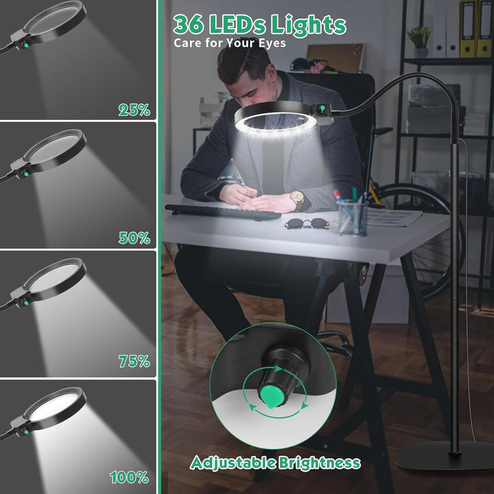 BowLift | Full-Page Magnifying Glass with LED Light – Hands-Free Reading Aid for Books, Crafts & Hobbies