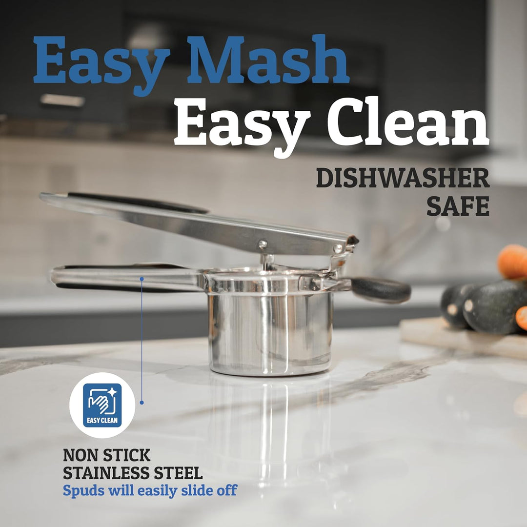 BowLift | PureMasher Pro Stainless Steel Potato Masher 15oz | Extra Large Capacity | For Mashed Potatoes, Vegetables & Fruits | Lump-Free & Durable