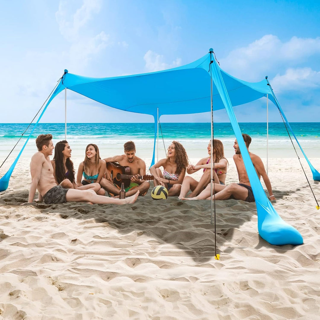 BowLift | UPF50+ Family Beach Tent with Aluminium Poles and Sand Anchors