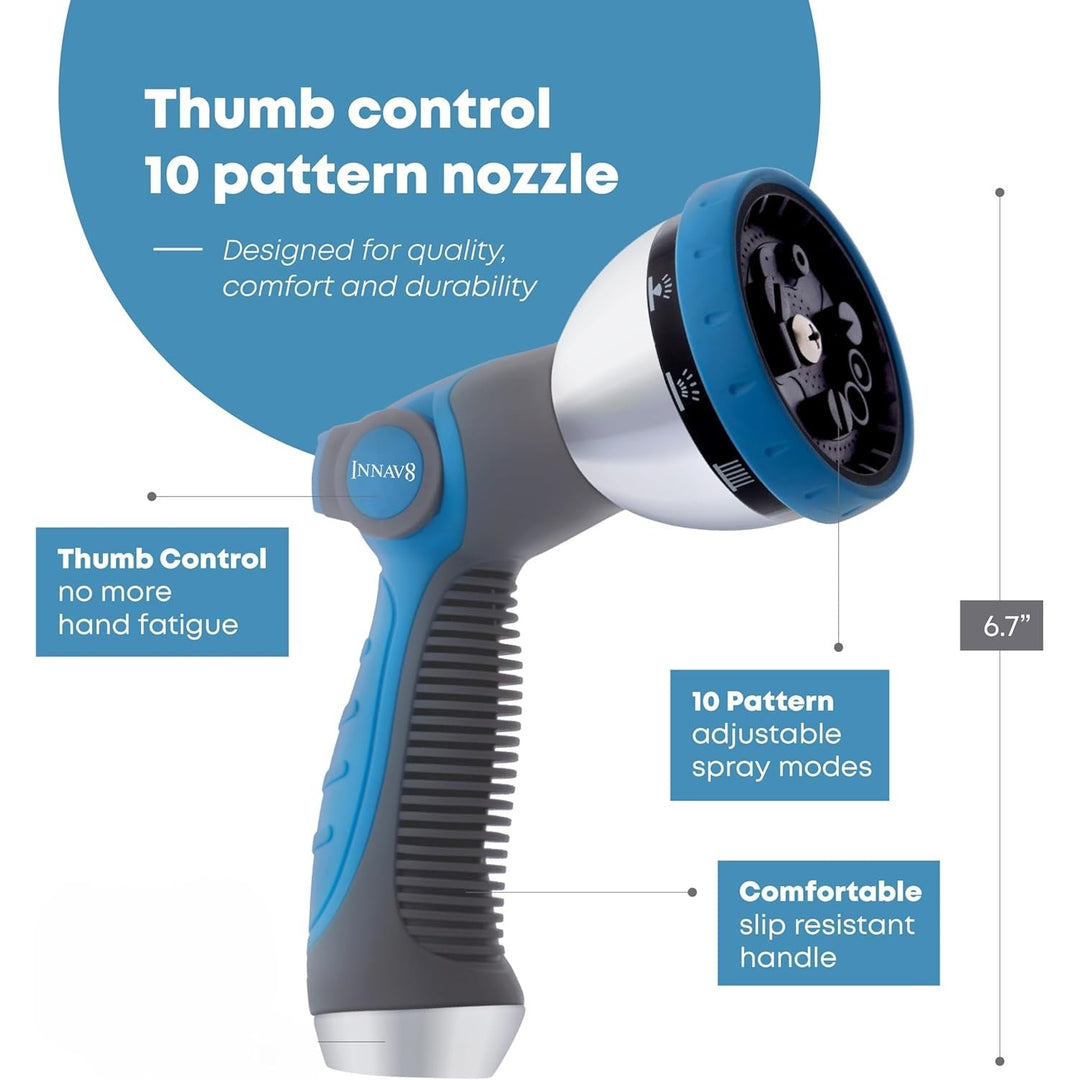 BowLift | UltraFlow Hose Nozzle | 10-Pattern High-Pressure Sprayer for Garden