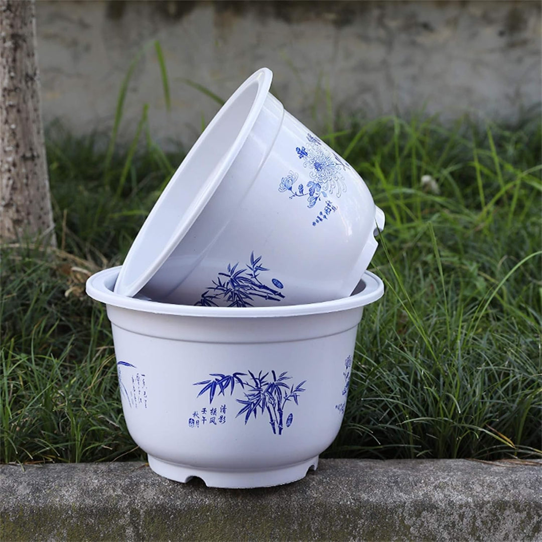 BowLift | Plastic flower pot with bamboo motif – Elegant planter for balcony and garden