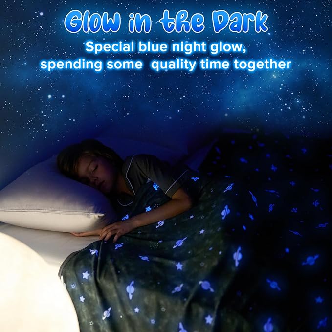 Glow-in-the-Dark Cooling Blanket For Kids– Q-Max > 0.5, Double-Sided Color Black | Bowlift