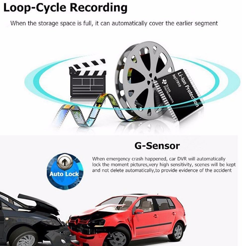 BowLift | WiFi Hidden Dash Cam 1080P with 170° Wide Angle and G-Sensor