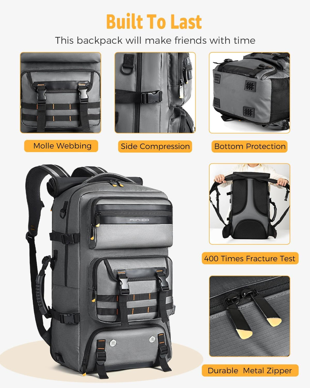 50L Flight-Ready Convertible Travel Backpack with Shoe Compartment & USB Port | Bowlift