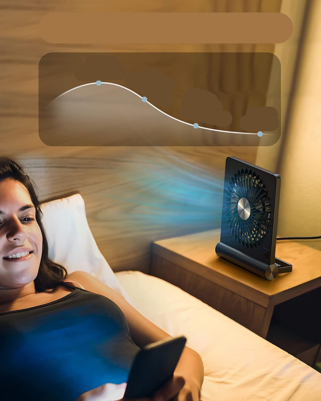 USB desk fan – ultra-quiet with stepless tilt adjustment | Bowlift