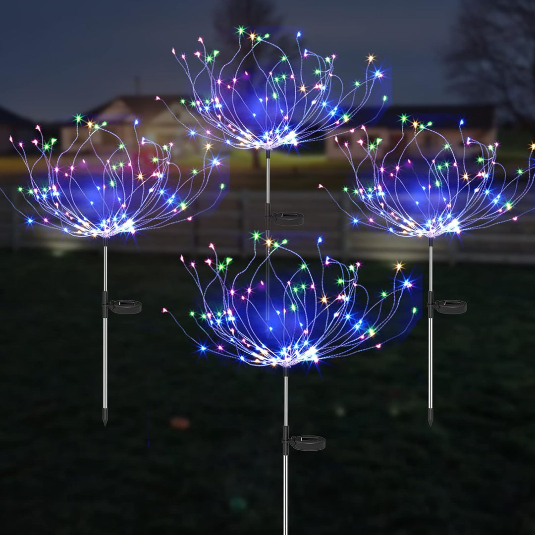 BowLift | 4 Piece Solar Firework Garden Lights - Weatherproof LED Decorative Lighting, Solar Energy for Garden and Patio
