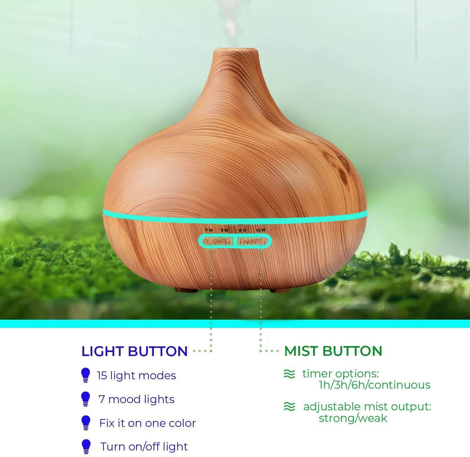 BowLift | Ultrasound Diffuser & Top 10 Essential Oils - 400ml Diffuser