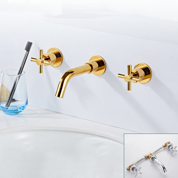 BowLift | Modern bathroom faucet wall-mounted cross handles low arc faucet