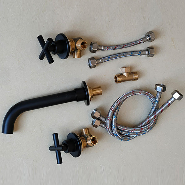 BowLift | Modern bathroom faucet wall-mounted cross handles low arc faucet