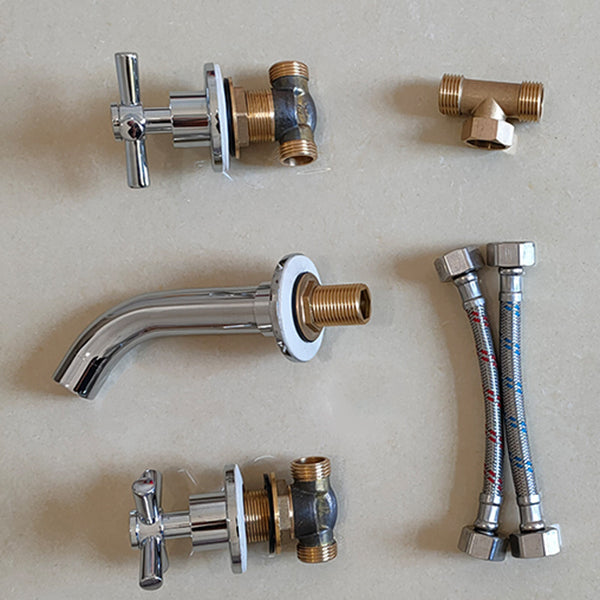 BowLift | Modern bathroom faucet wall-mounted cross handles low arc faucet