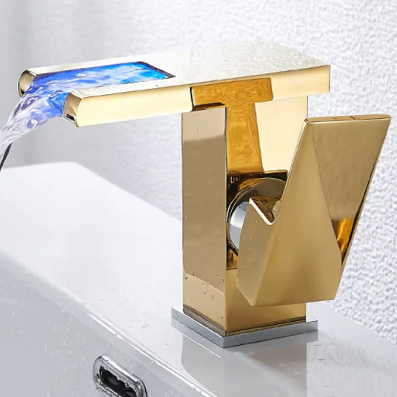 BowLift | Waterfall basin mixer tap square lever handle with LED three-color light