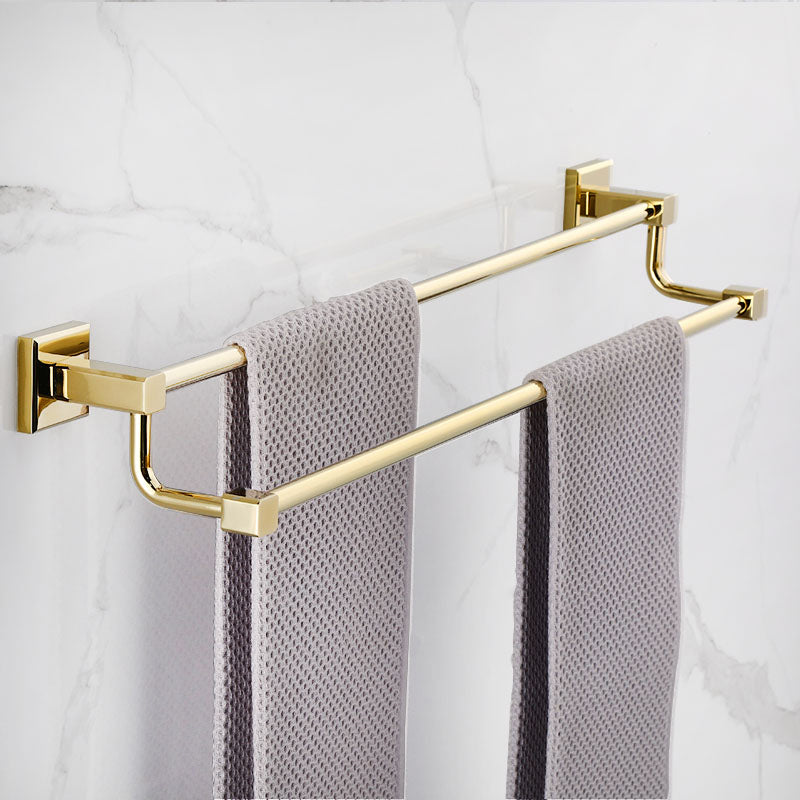 BowLift | Gold Modern Bathroom Set, Polished Gold, 4 Pieces, Towel Holder, Paper Holder