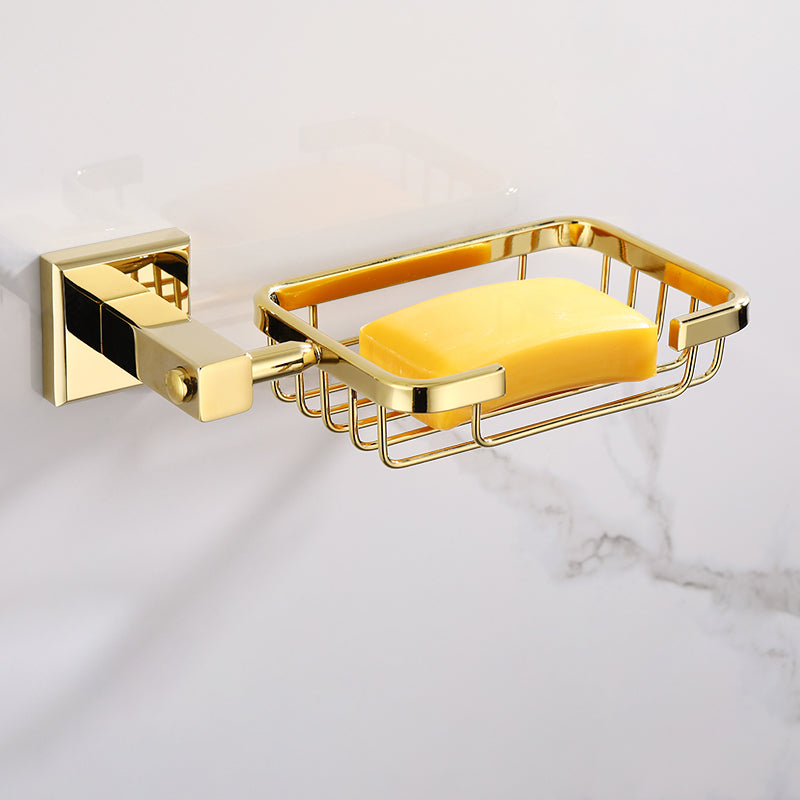 BowLift | Gold Modern Bathroom Set, Polished Gold, 4 Pieces, Towel Holder, Paper Holder