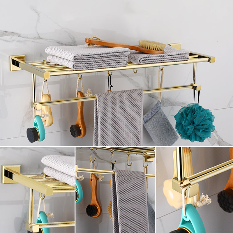 BowLift | Gold Modern Bathroom Set, Polished Gold, 4 Pieces, Towel Holder, Paper Holder