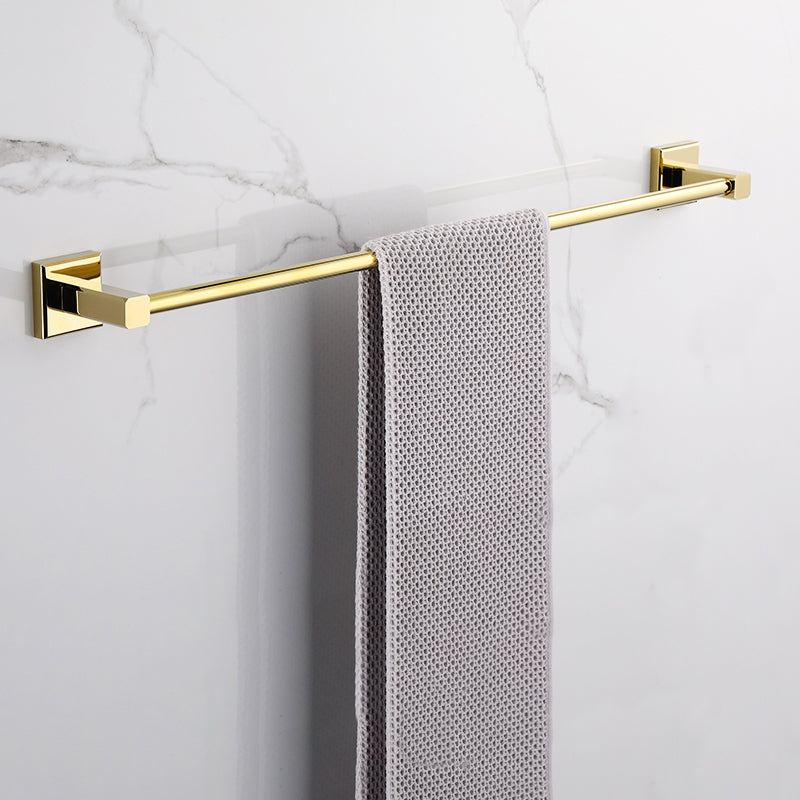BowLift | Gold Modern Bathroom Set, Polished Gold, 4 Pieces, Towel Holder, Paper Holder