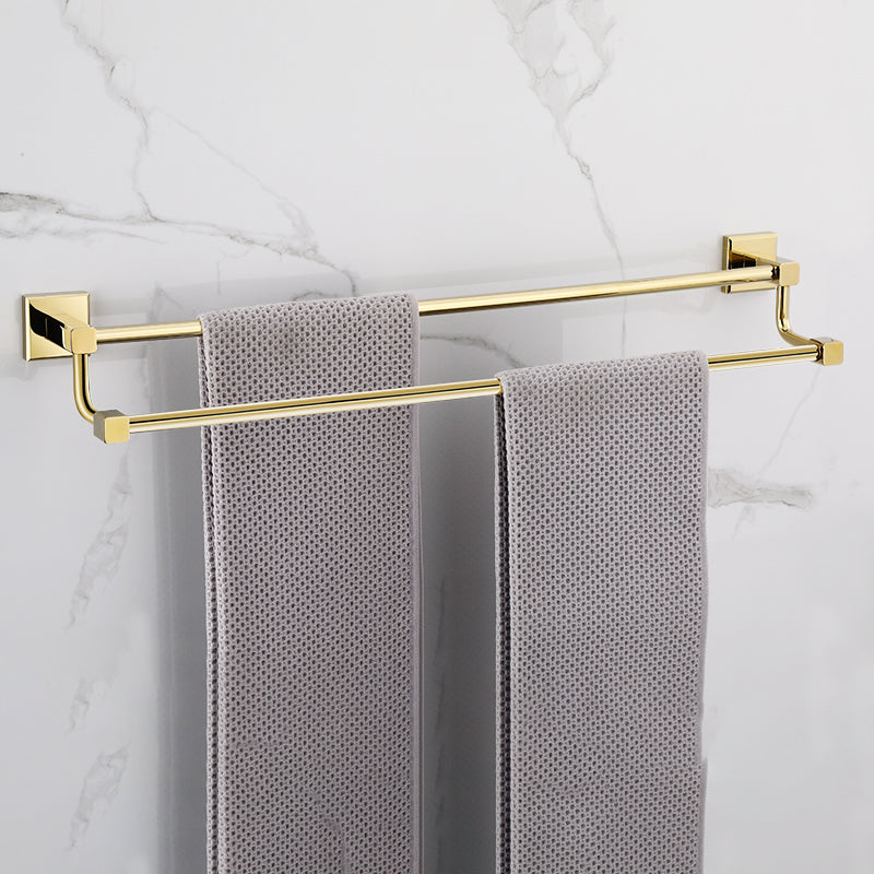 BowLift | Gold Modern Bathroom Set, Polished Gold, 4 Pieces, Towel Holder, Paper Holder