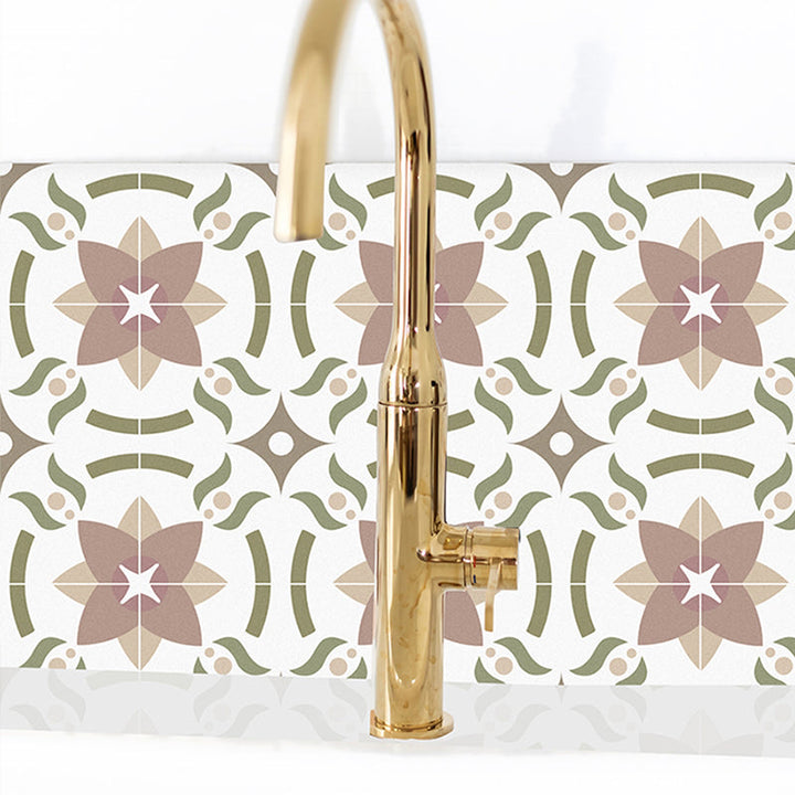 BowLift | Beige Tone Peel & Stick Tile Square Pattern Print Single Tile