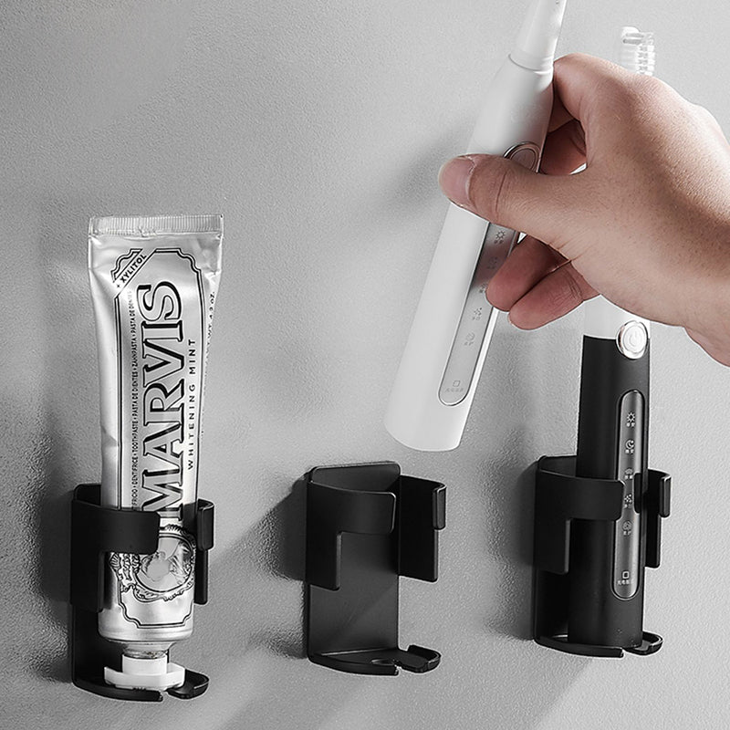 BowLift | Modern Black/White 4-piece Bathroom Accessory Set, Toothbrush Holder