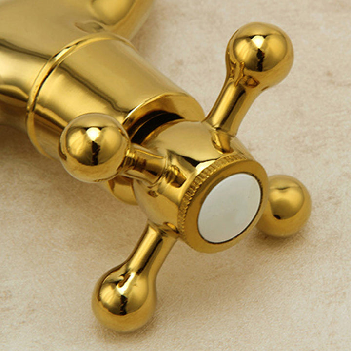 BowLift | Glam Wall-mounted Bathroom Faucet Cross Handle Low Arc Round Basin Faucet