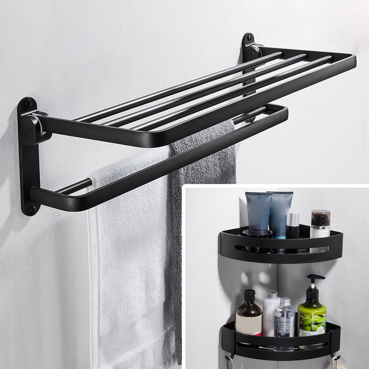 BowLift | Modern Bathroom Hardware Set Matte Black Metal Bathroom Accessory Set Rust-Free