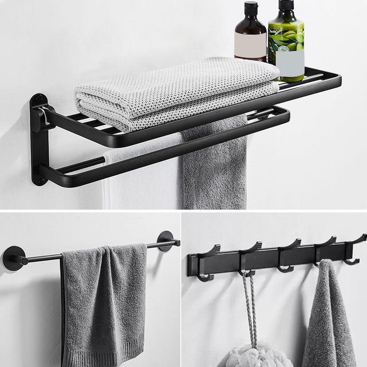 BowLift | Modern Bathroom Hardware Set Matte Black Metal Bathroom Accessory Set Rust-Free