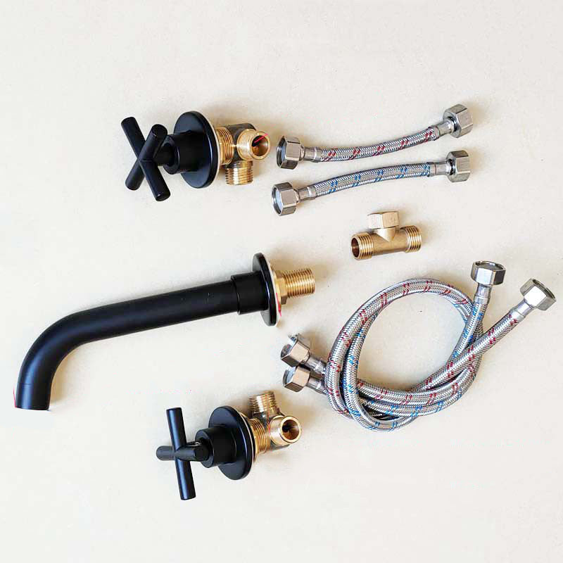 BowLift | Modern Cross Handle Faucet Monochrome Wall Mounted Bathroom Faucet
