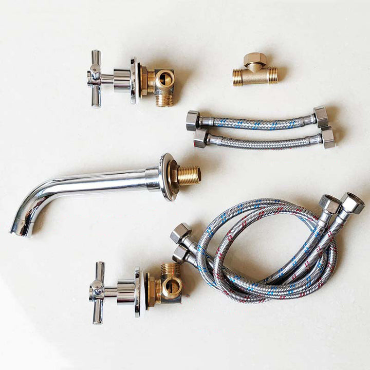 BowLift | Modern Cross Handle Faucet Monochrome Wall Mounted Bathroom Faucet