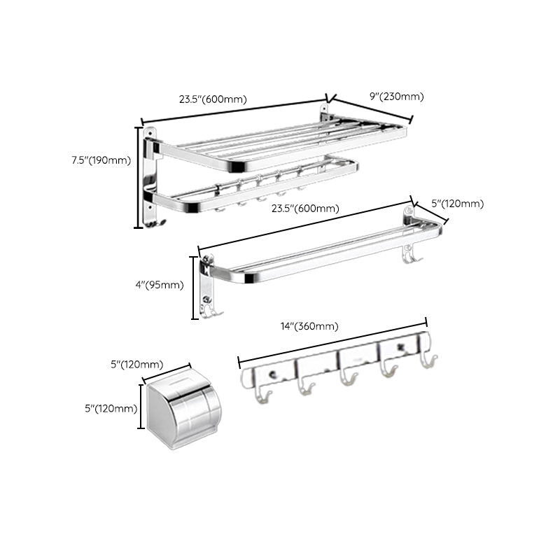 BowLift | Modern Bathroom Accessory Set Silver Metal Bathroom Accessory