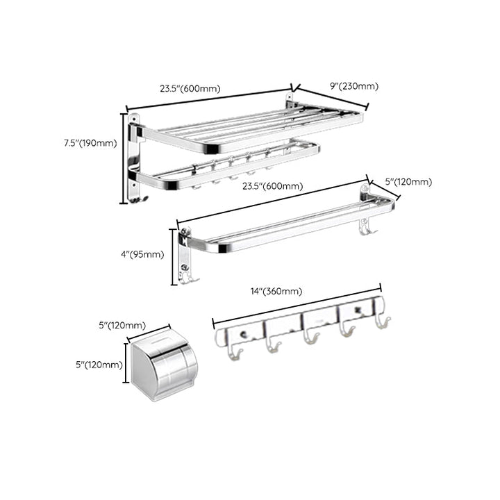BowLift | Modern Bathroom Accessory Set Silver Metal Bathroom Accessory