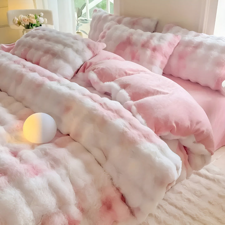 Cozy Plush Bedding Set – Warm and Soft for Autumn & Winter | ReversiBowlifte Design in Rabbit Fur & Milk Velvet | Bowlift