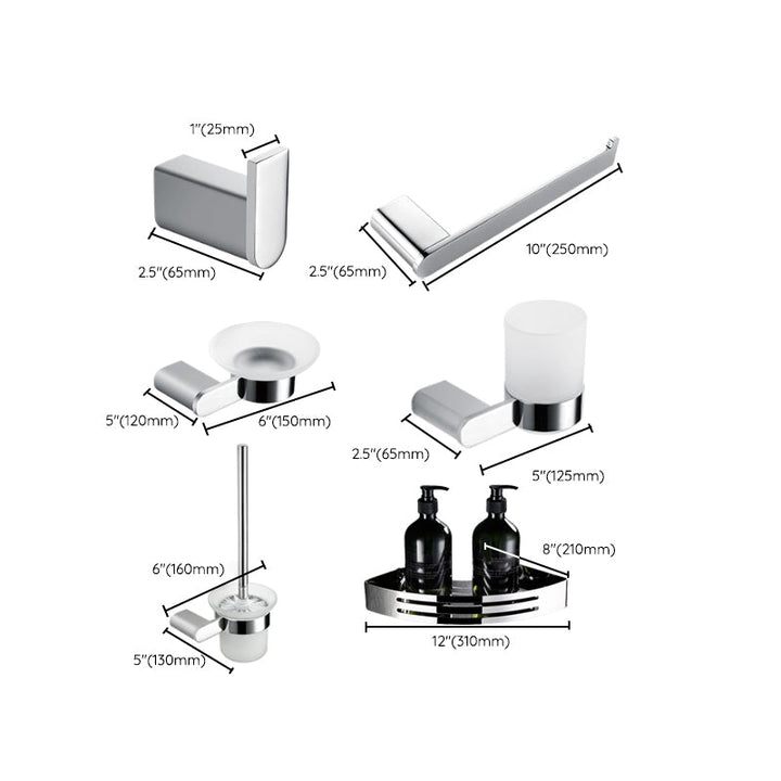 BowLift | Contemporary Bathroom Accessories Hardware Set in Silver with Soap Dish
