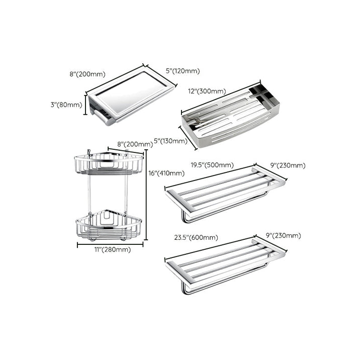 BowLift | Contemporary Bathroom Accessories Hardware Set in Silver with Soap Dish