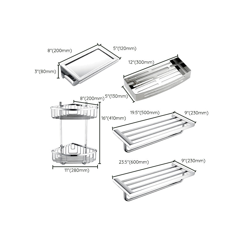 BowLift | Contemporary Bathroom Accessories Hardware Set in Silver with Soap Dish
