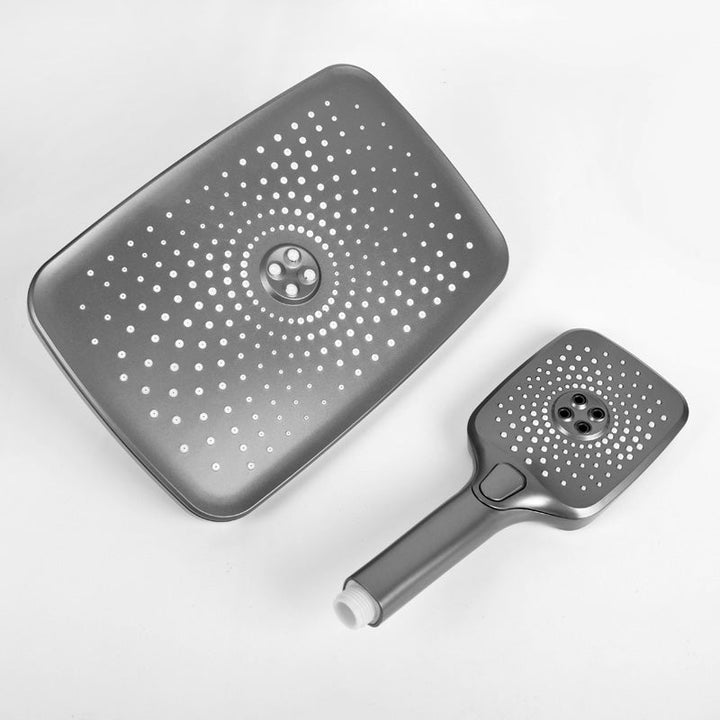BowLift | Modern Gray Shower Head Combo Standard Spray Pattern Rectangular Large Shower Head