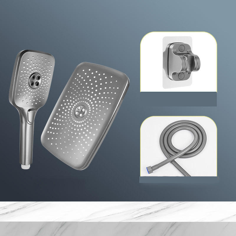 BowLift | Modern Gray Shower Head Combo Standard Spray Pattern Rectangular Large Shower Head