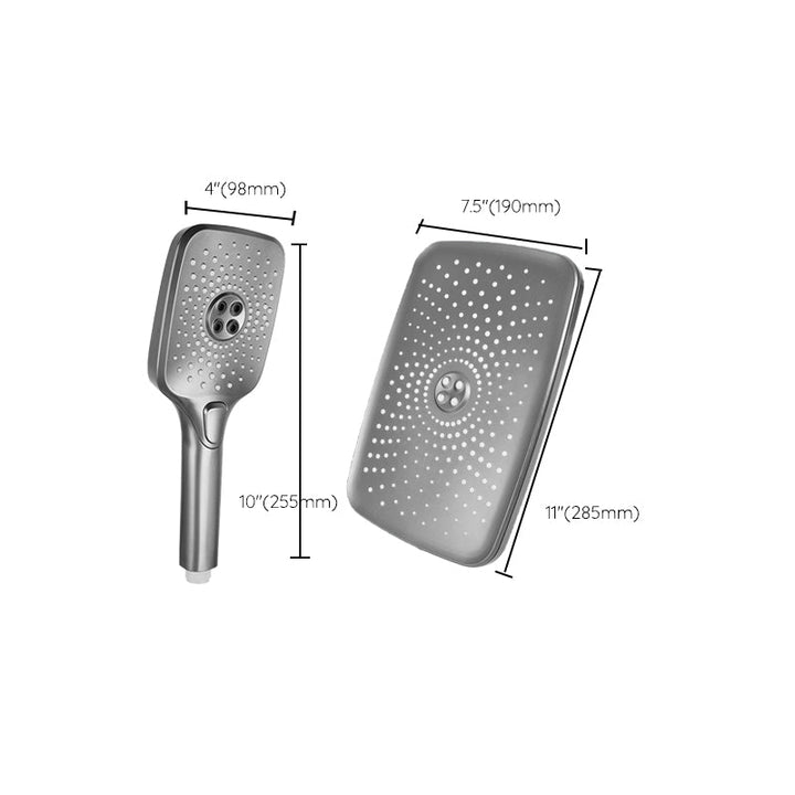 BowLift | Modern Gray Showerhead Combo Standard Spray Pattern Rectangular Large Showerhead